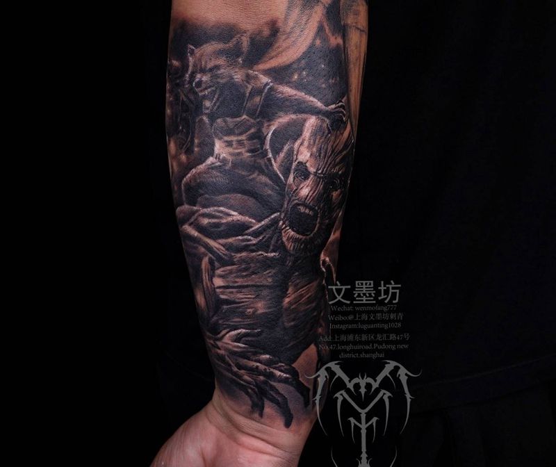 groot纹身图片_手部手臂欧美写实纹身图案