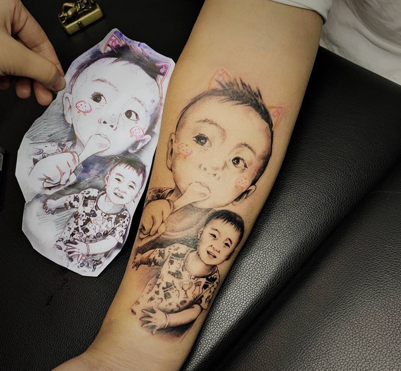 肖像纹身图片_手臂欧美写实肖像写实照片纹身图案