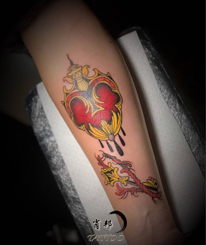 心灵枷锁纹身图片_手臂Old School纹身图案