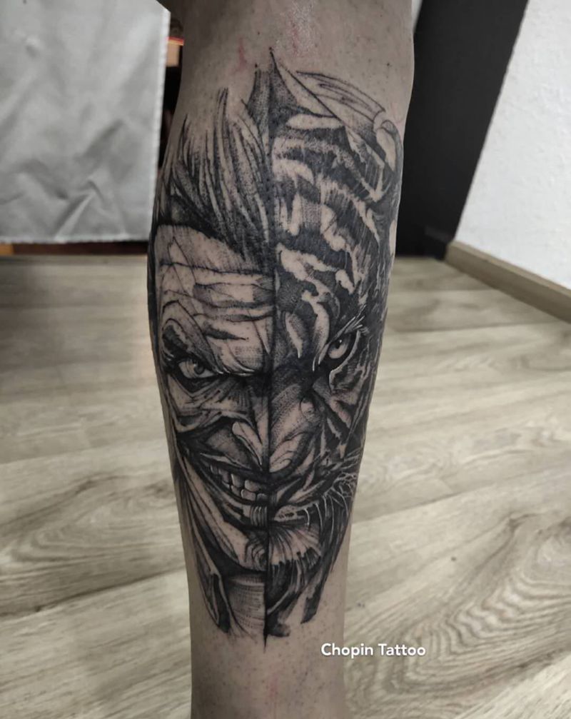 万能小圆三纹身图片_腿部纹身图案