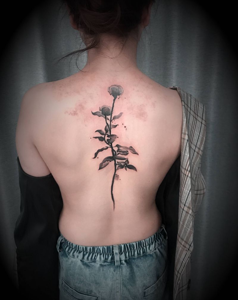 罂粟花纹身图片_背部纹身图案