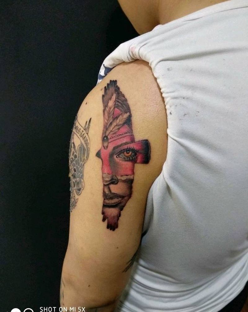 面具女郎纹身图片