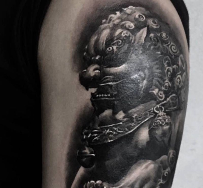 石狮子纹身图片