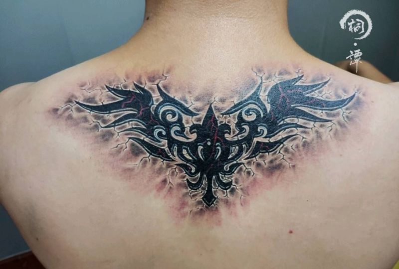 图腾设计遮盖纹身图片_背部图腾成品纹身图案