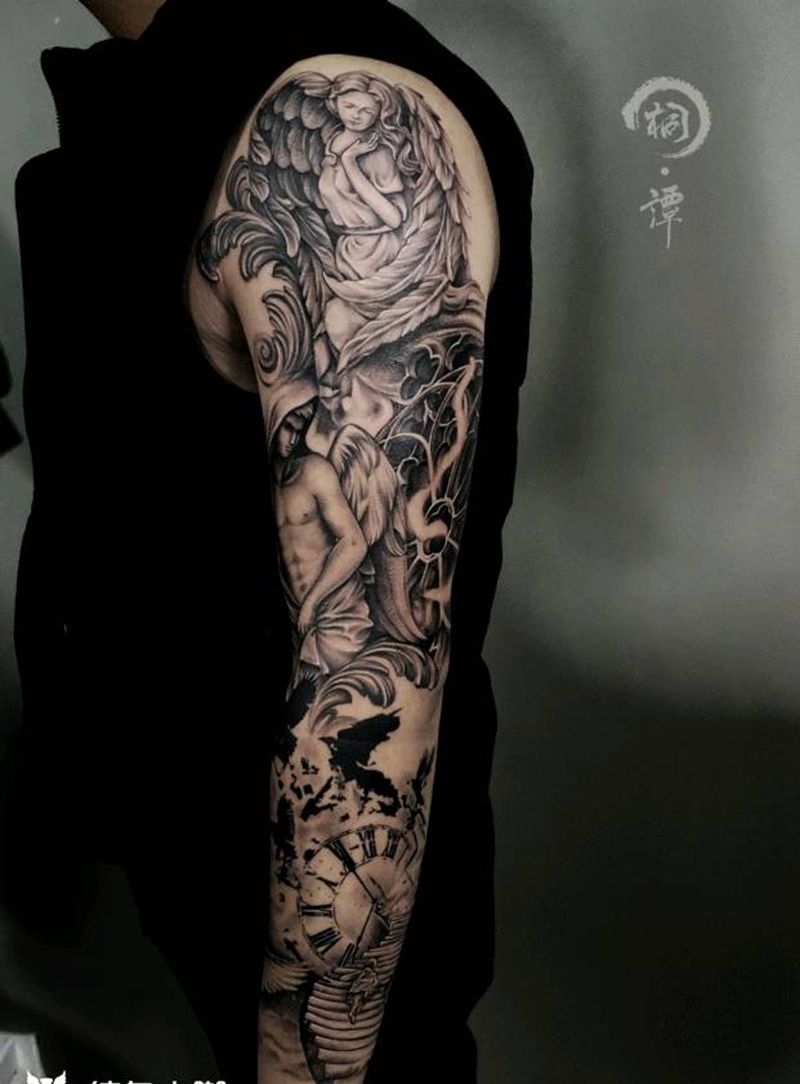 肖像主题花臂纹身图片