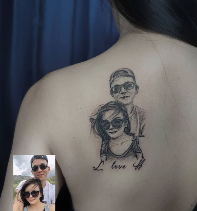 微雕肖像纹身图片_背部欧美写实纹身图案