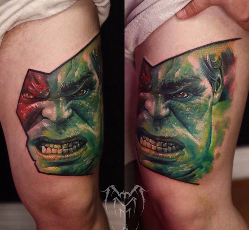 绿巨人纹身图片_欧美写实纹身图案