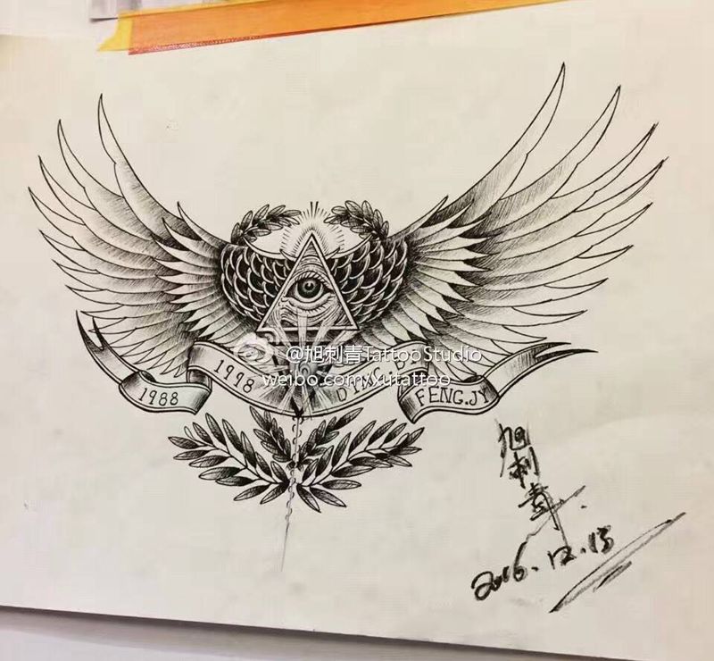 看世界纹身图片_手稿成品胸部欧美纹身图案