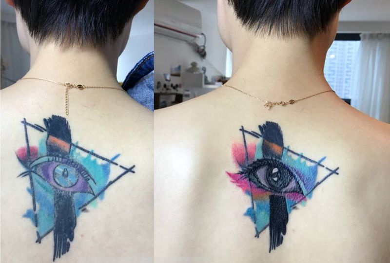 菲迷修改失败旧纹身纹身图片_背部成品清新静物人物修改原创纹身图案