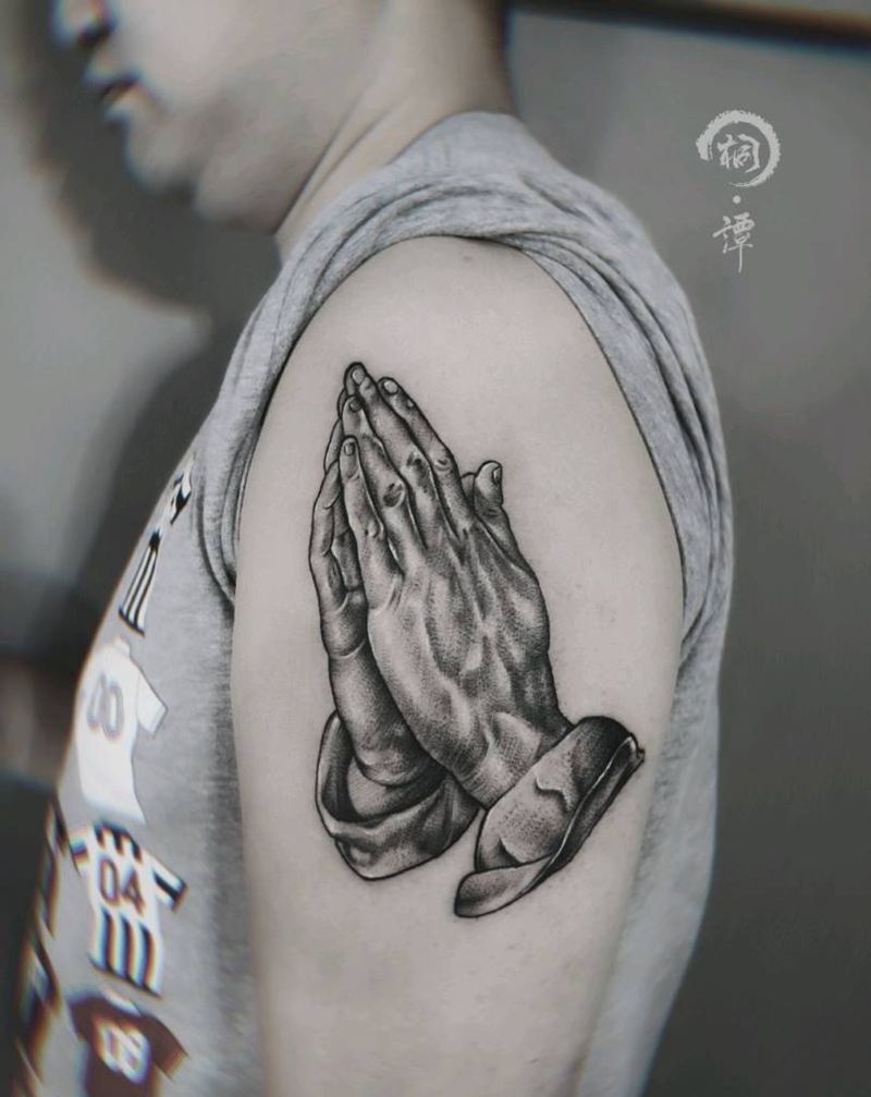 佛手纹身图片_手臂欧美写实纹身图案