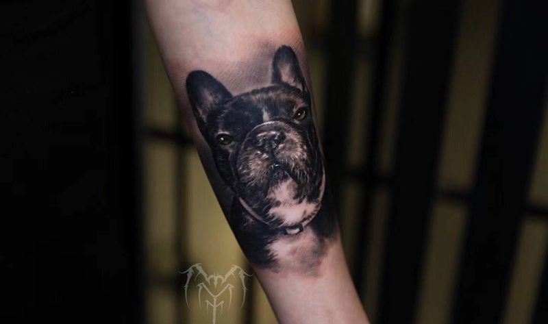 狗纹身图片_欧美写实纹身图案