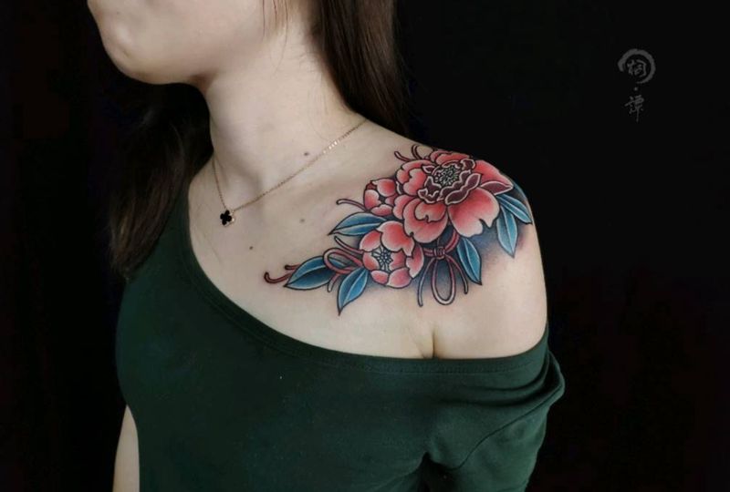 遮盖纹身图片_肩部New School纹身图案