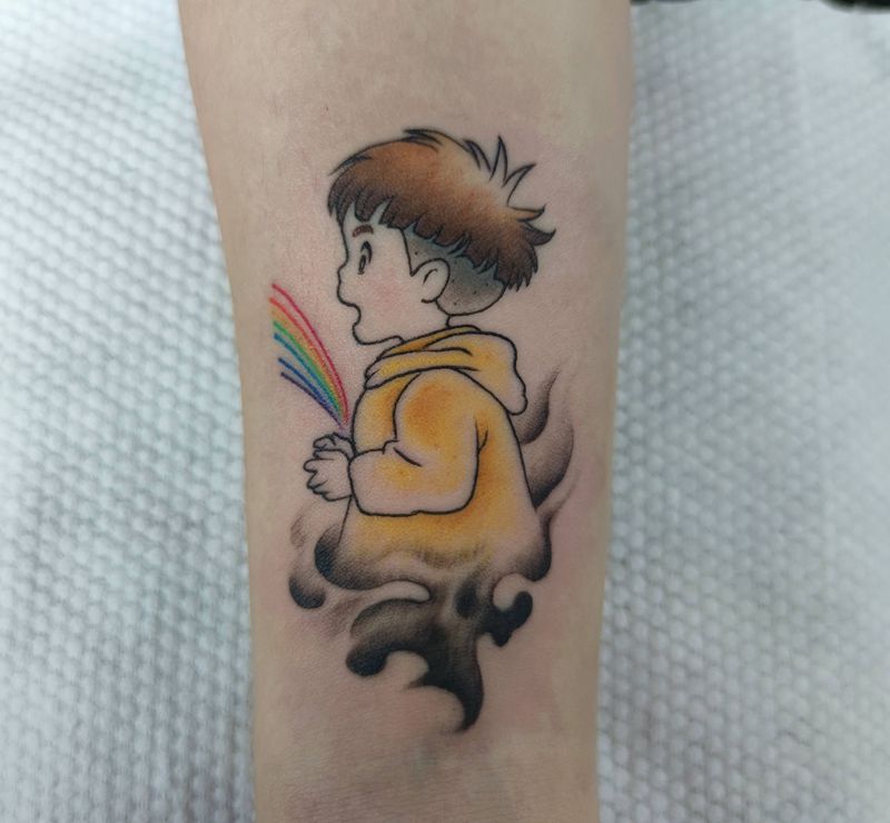 宗介纹身图片_手臂水彩纹身图案