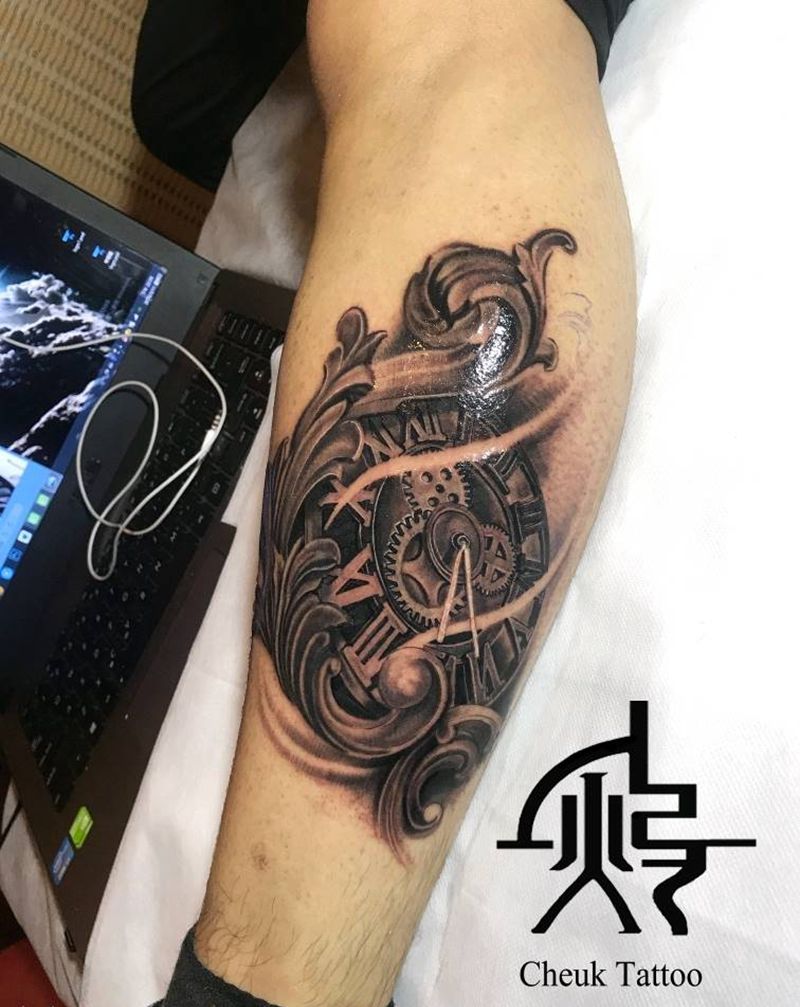 欧美钟表未完成纹身图片
