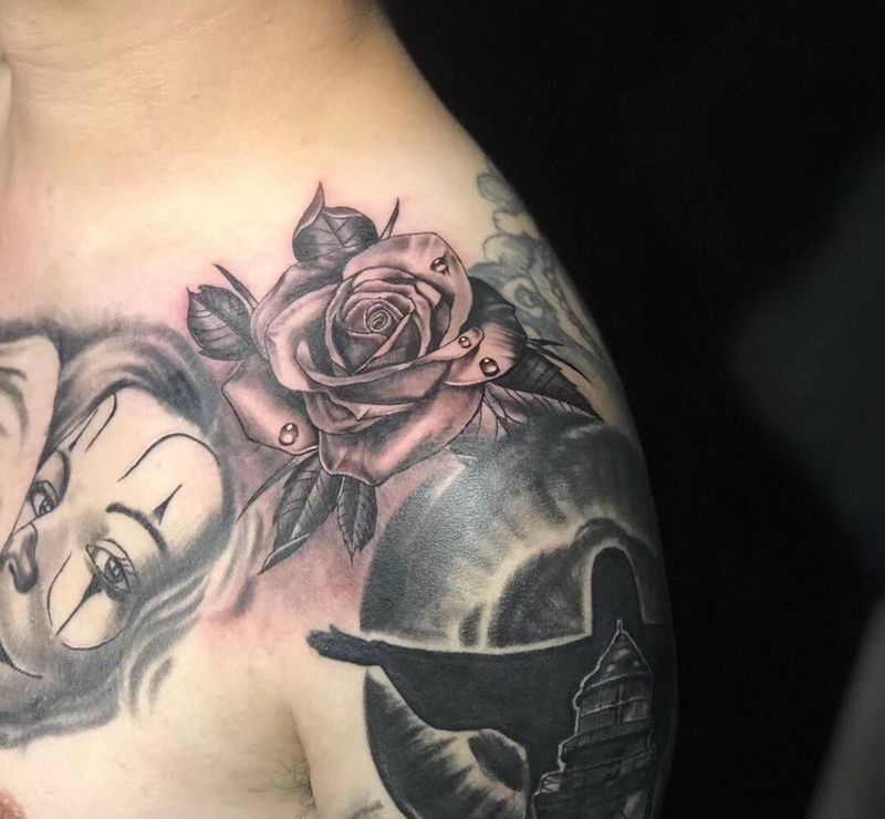 玫瑰填空纹身图片