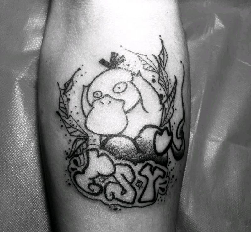 可达鸭纹身图片_手臂New School纹身图案