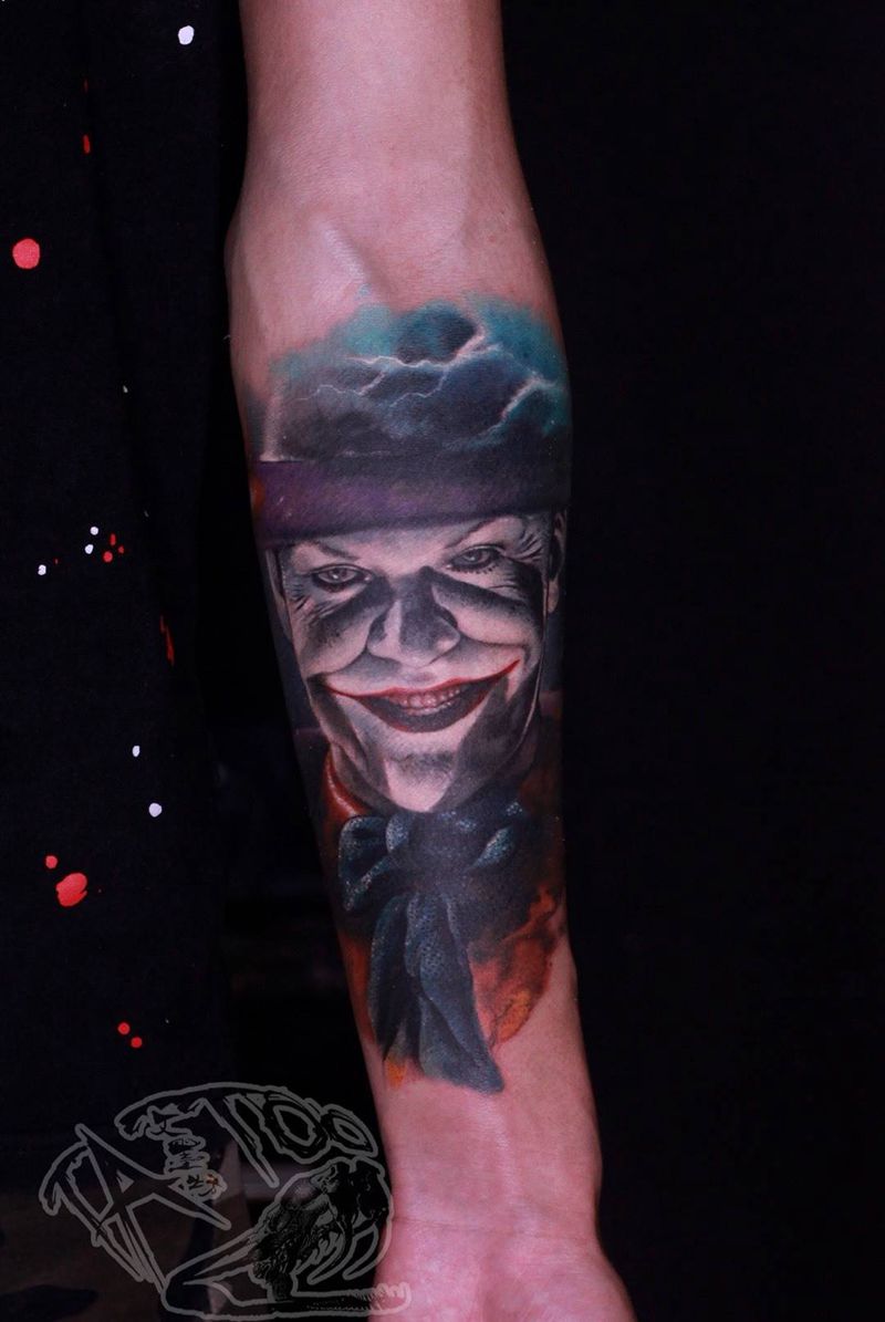小丑纹身图片_欧美写实纹身图案