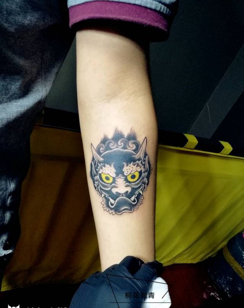 传统纹身图片_手臂传统鬼神成品纹身图案