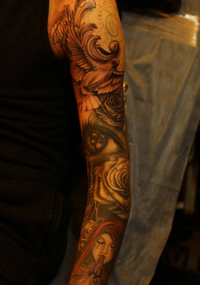 写实花臂纹身图片_手臂欧美写实纹身图案