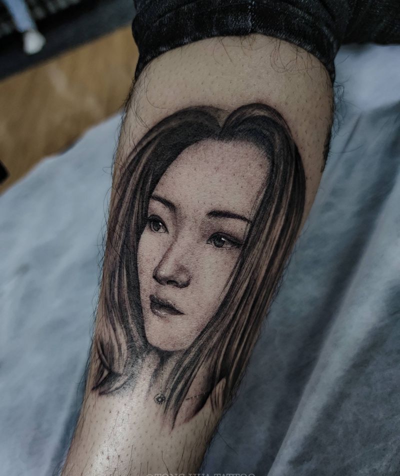 肖像纹身图片_腿部纹身图案