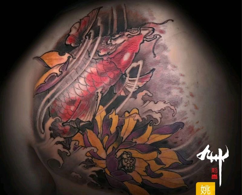 锦鲤（未完成）纹身图片_新传统纹身图案