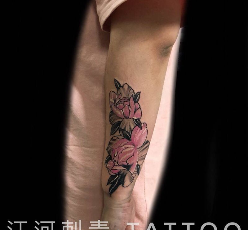 遮盖纹身图片_成品手臂清新欧美植物纹身图案