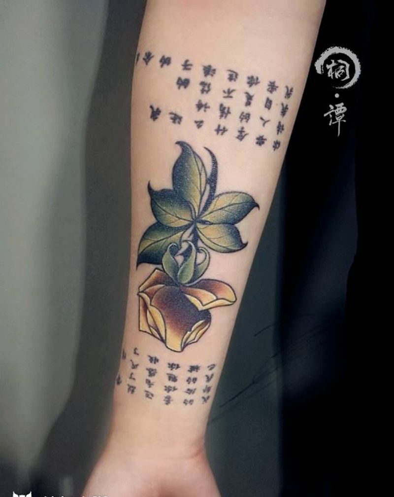 花纹身图片_手部欧美植物插画纹身图案