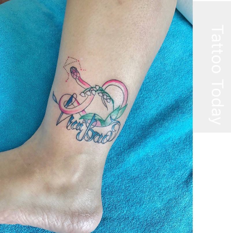 原创小蛇纹身图片_成品手稿脚部腿部清新静物动物原创纹身图案