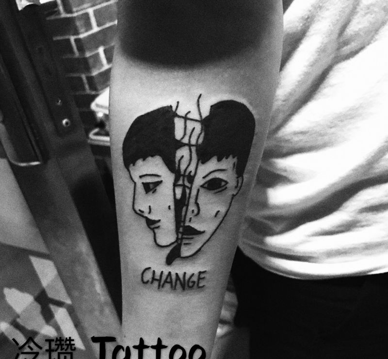 小暗黑 分裂双重人格纹身图片