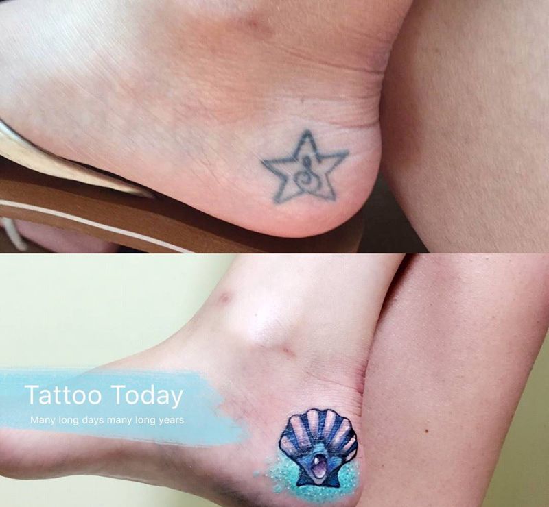 旧纹身覆盖纹身图片_成品脚部原创清新纹身图案