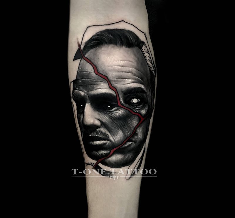 T-one纹身图片_手臂欧美写实暗黑纹身图案