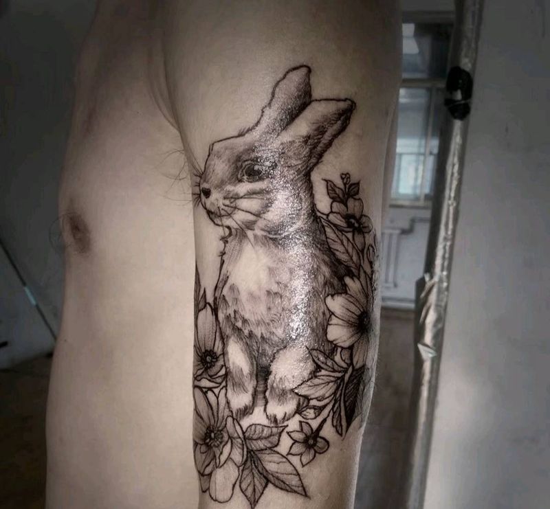 兔子纹身图片_手臂纹身图案