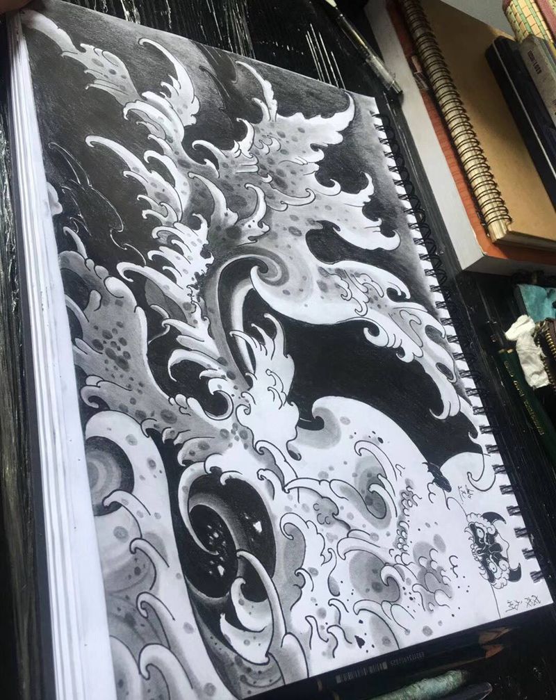 手稿和以前的绘画练习纹身图片