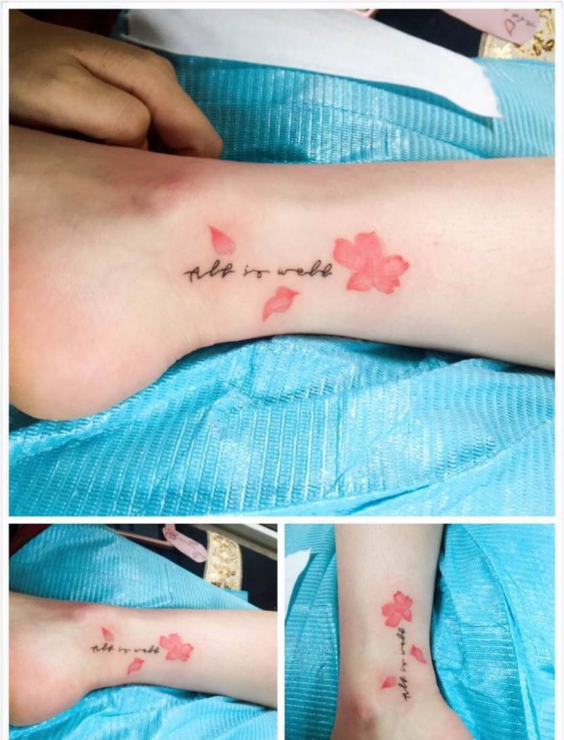 英文加樱花纹身图片