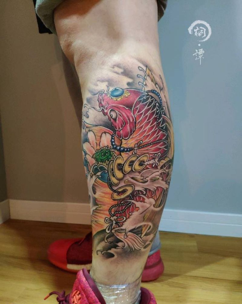 小腿鱼纹身图片