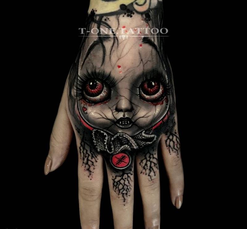 T-one.纹身图片_手部欧美写实暗黑纹身图案