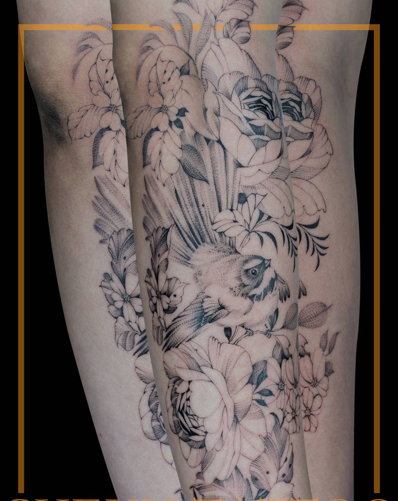 素花纹身图片_手臂纹身图案