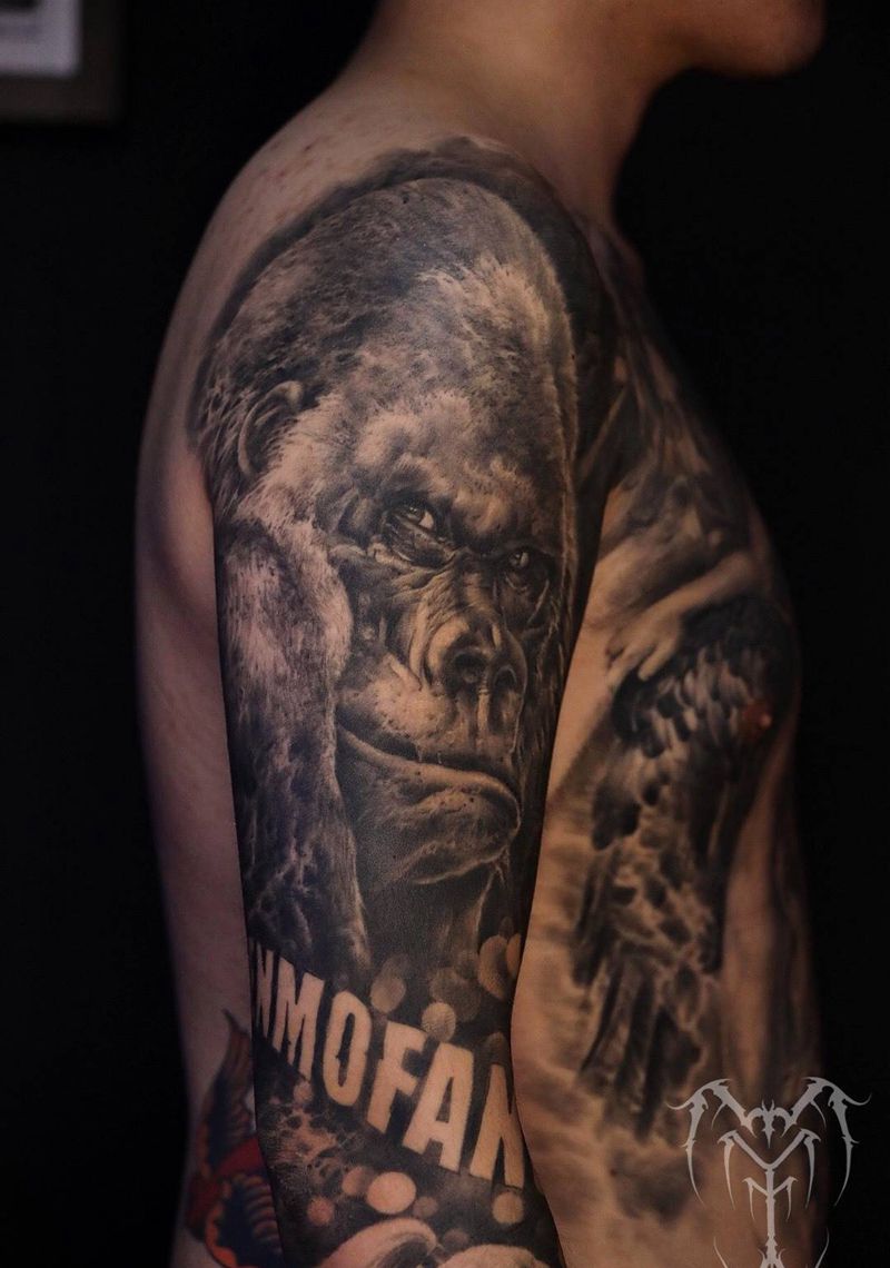 花臂纹身图片_手臂欧美写实纹身图案