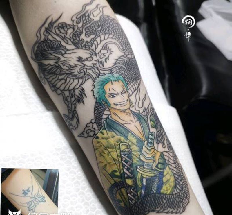 索隆纹身图片_手臂New School纹身图案