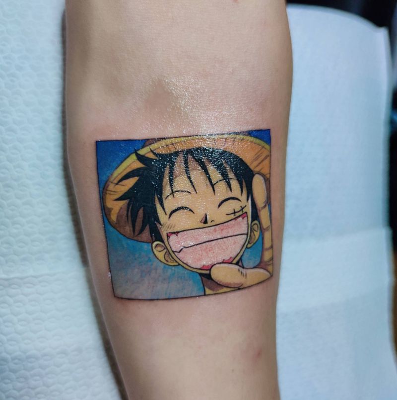 路飞纹身图片_手臂New School纹身图案