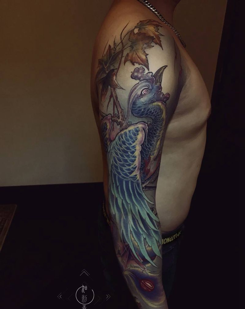 凤凰纹身图片_成品手部传统纹身图案