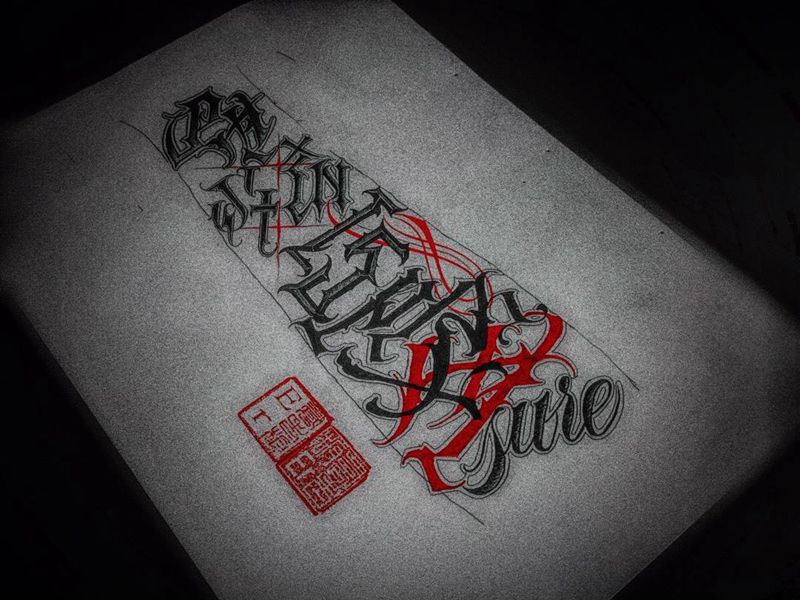 私人订制、原创设计纹身图片_手部手臂花体字欧美写实私人订制奇卡诺原创设计纹身图案