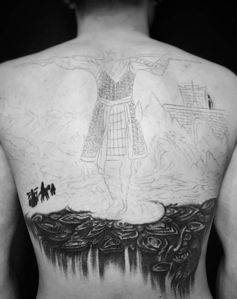 大话西游纹身图片_背部纹身图案