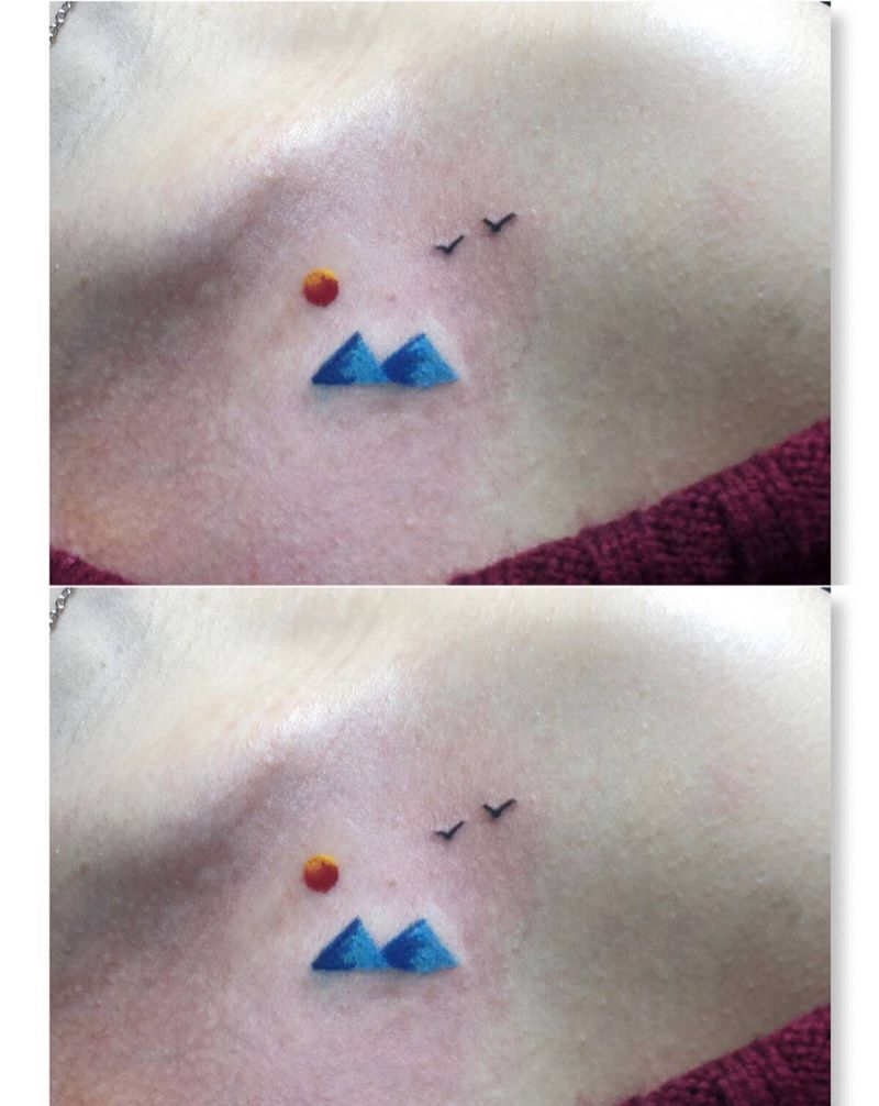 小清新两枚纹身图片_手部几何水彩纹身图案