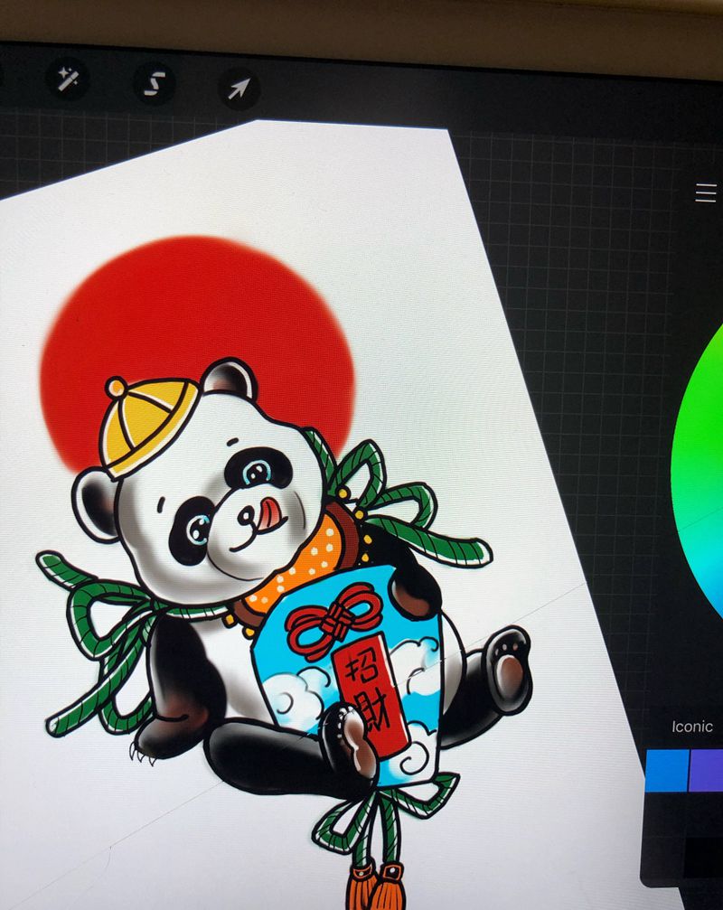 熊猫纹身图片_手臂New School纹身图案