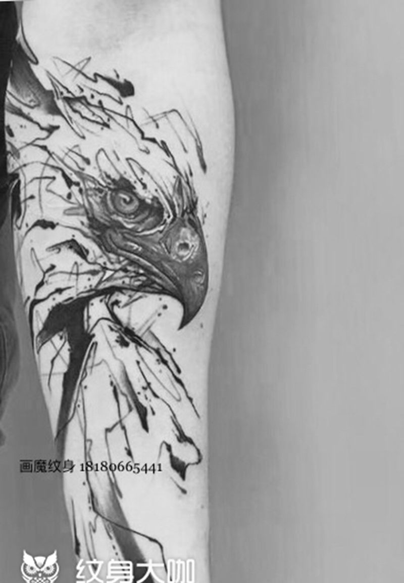 另类雄鹰纹身图片_New School纹身图案