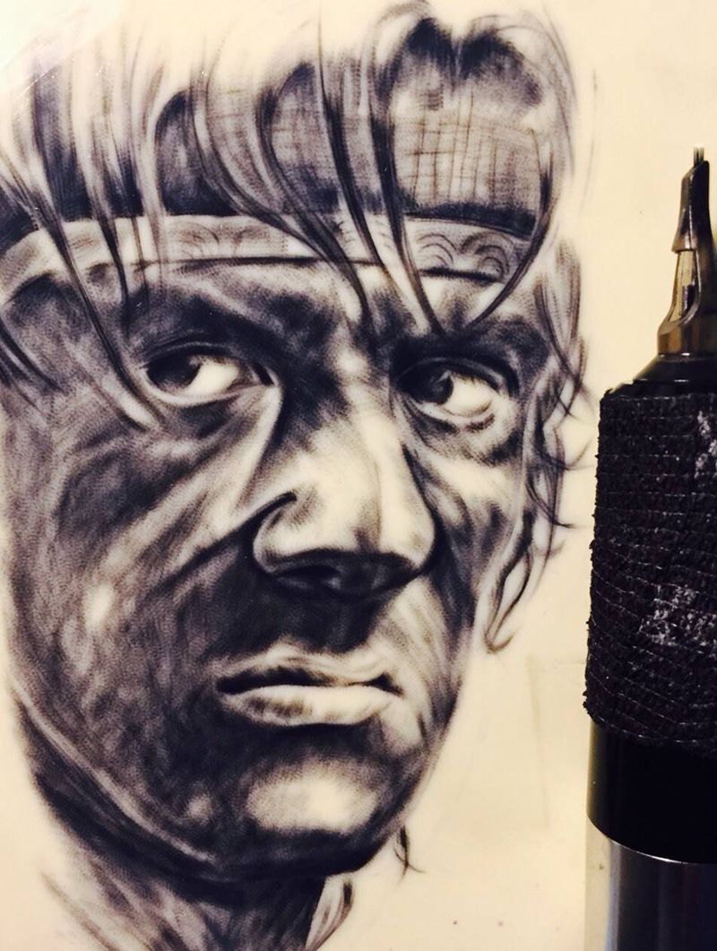 兰博纹身图片_肩部欧美写实纹身图案