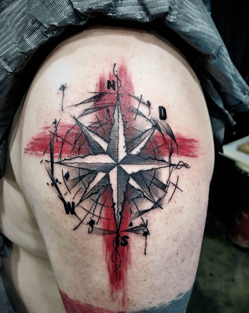 原创手稿设计纹身图片_肩部手臂水墨纹身图案