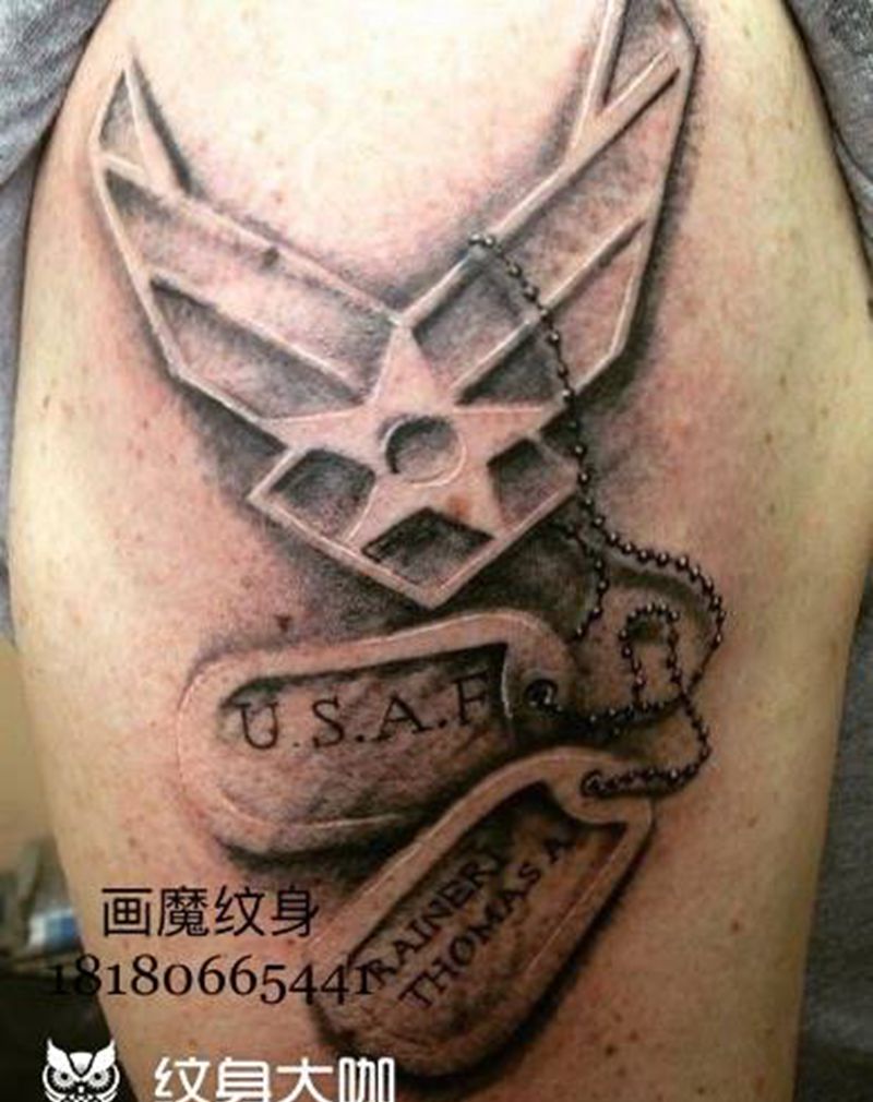 空军标志纹身图片_手臂欧美写实纹身图案