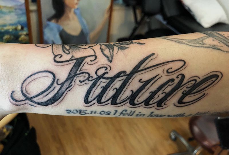 花体字纹身图片_手部手臂花体字纹身图案